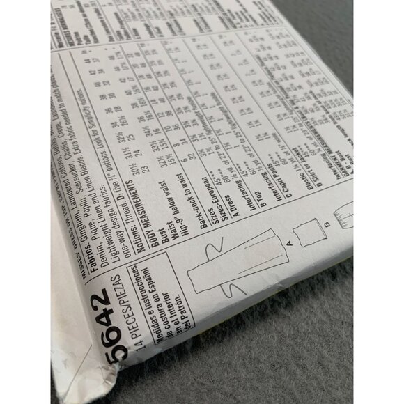 Simplicity 5642 Misses Sewing Pattern Dress Shirt Jacket Size 14-22 - uncut - Picture 3 of 3